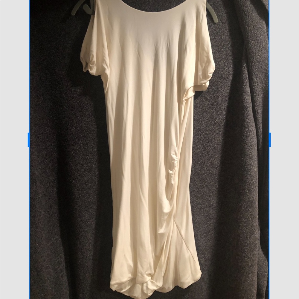 Cream Knee length draped dress